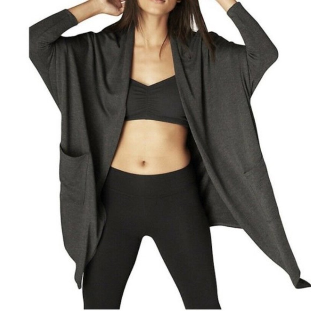 Beyond Yoga Open Front Oversized Gray Cardigan